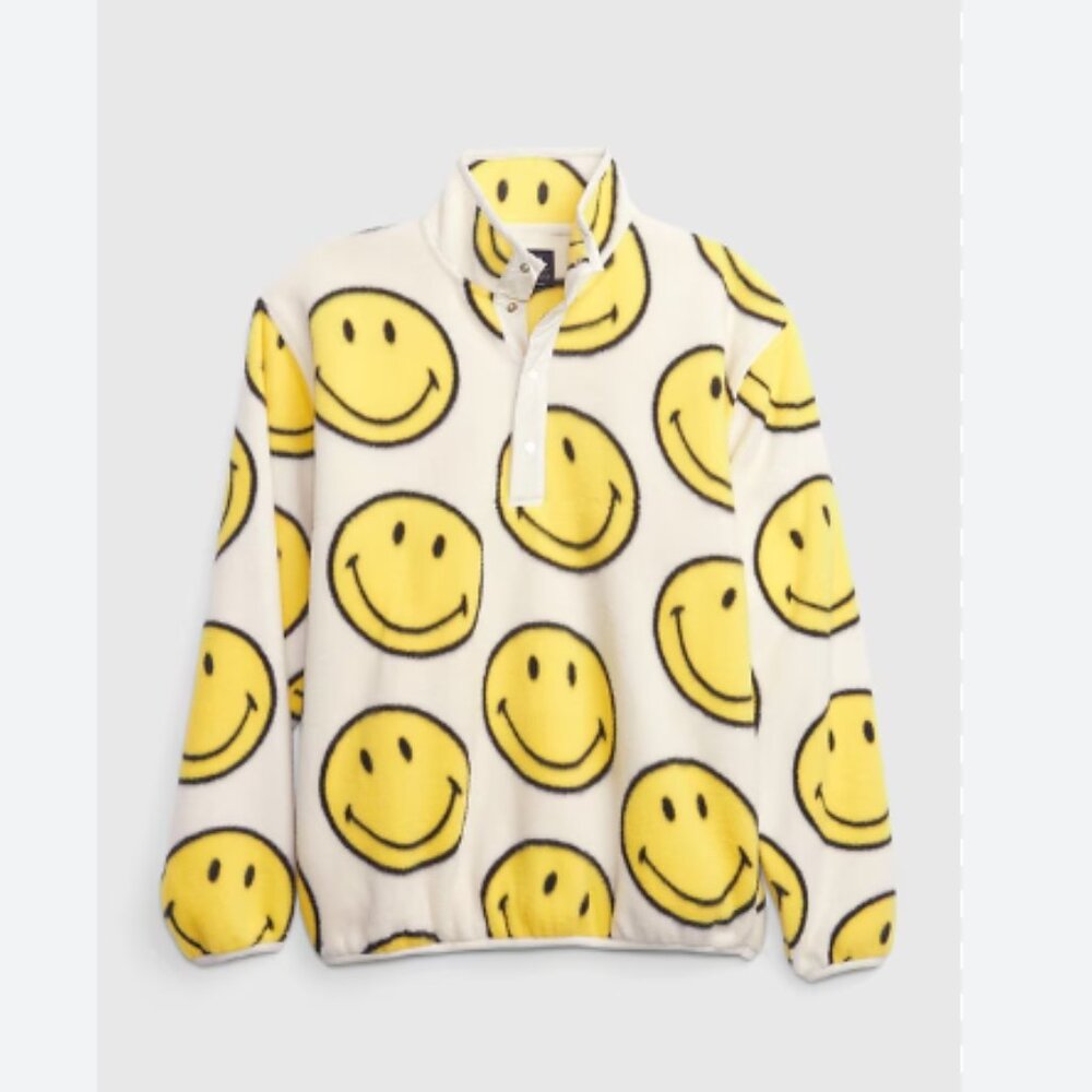 NWT Gap × Smiley Arctic Fleece Snap Button Pullover - Picture 2 of 7